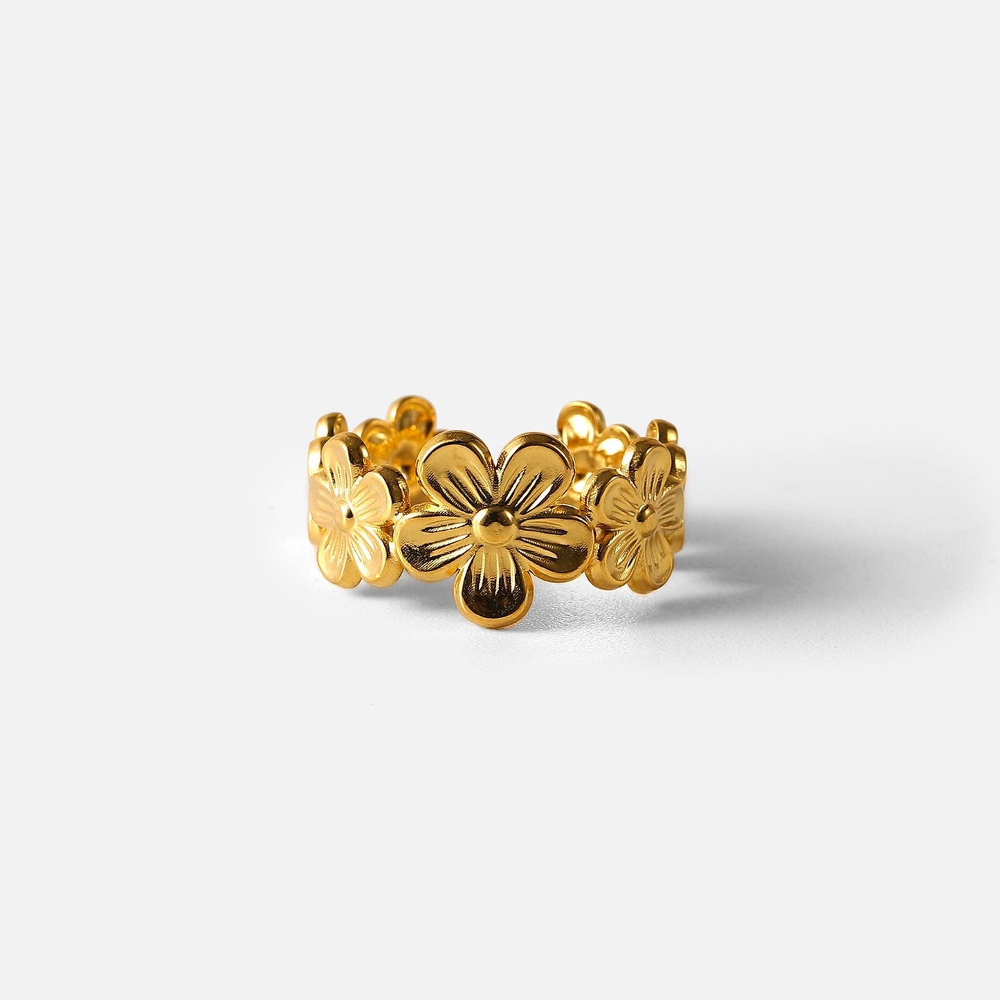 Gold Plated Stainless Steel Flower Ring MIC-WanX017