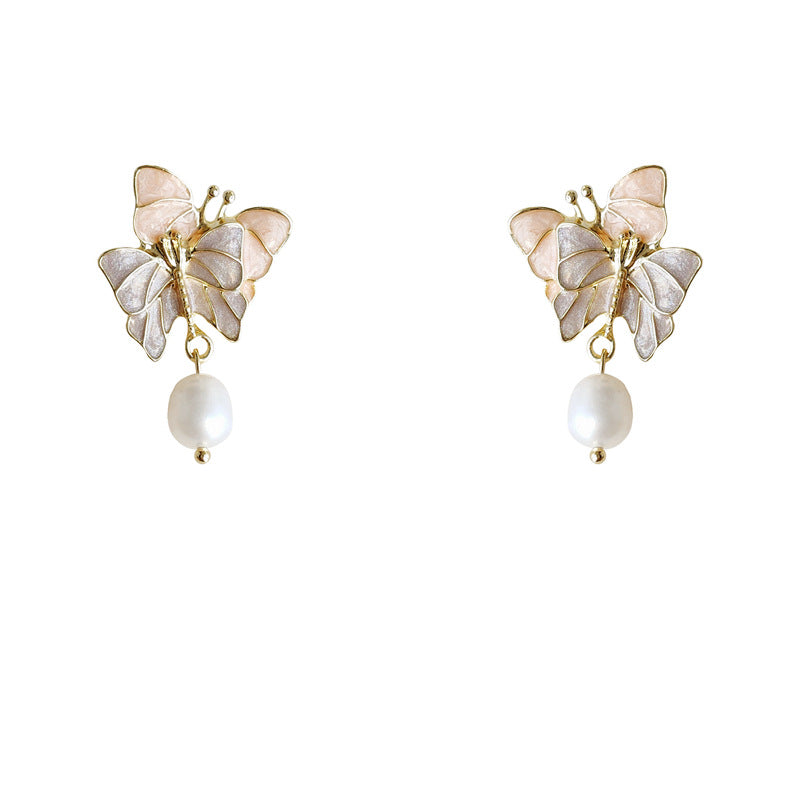 Alloy Purple Fantasy Butterfly Earrings MIC-LiangM006