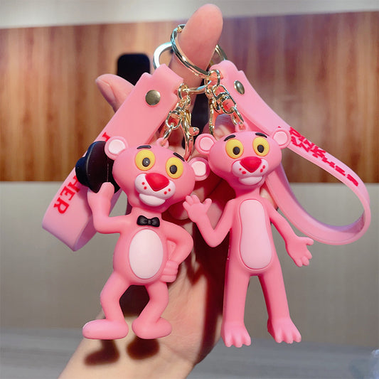 PVC cartoon pink leopard keychain MIC-JinG026