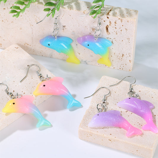 Alloy gradient little dolphin earrings MIC-JiaY013