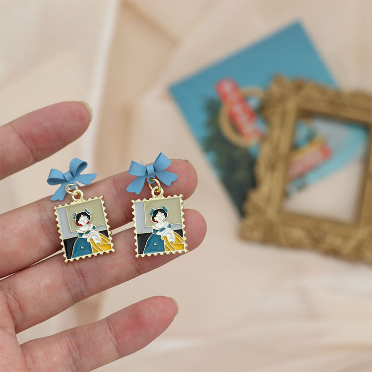 Alloy stamp geometric cartoon earrings MIC-QingJ048