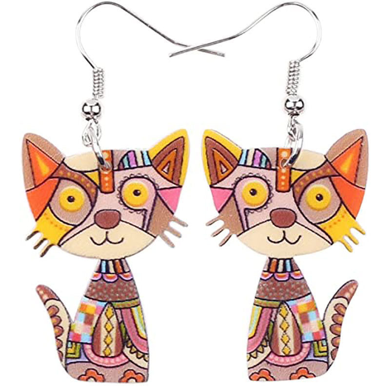 Acrylic New Colored Cat Earrings (Minimo de Compra 10)  MIC-YuQ008