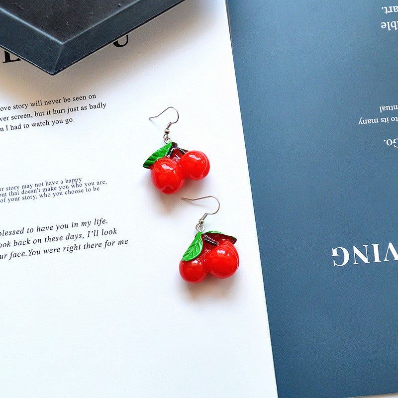 Acrylic Fruit Cherry Earrings MIC-XieN066