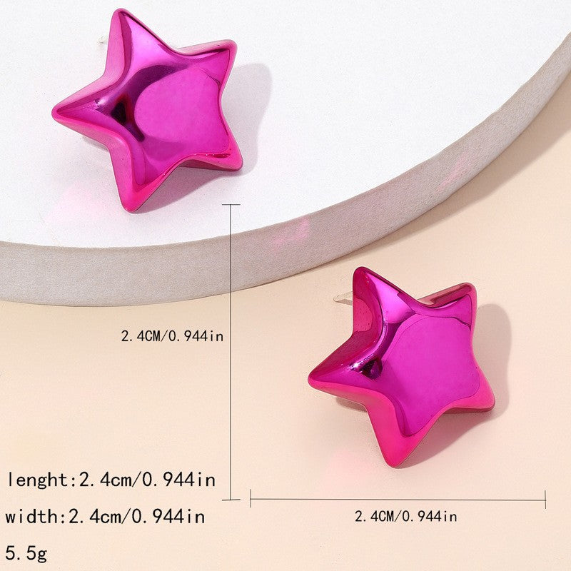 Alloy Candy Color Half Round Earrings (Minimo de Compra 2) MYA-ShangH012