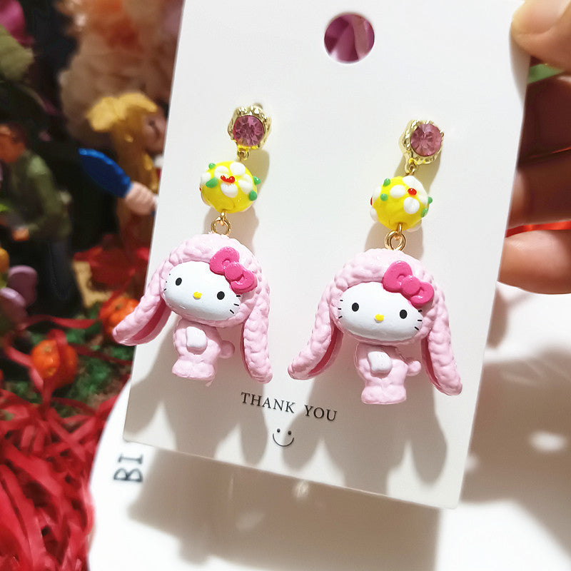 Cute alloy KT cat earrings MYA-XingJ095