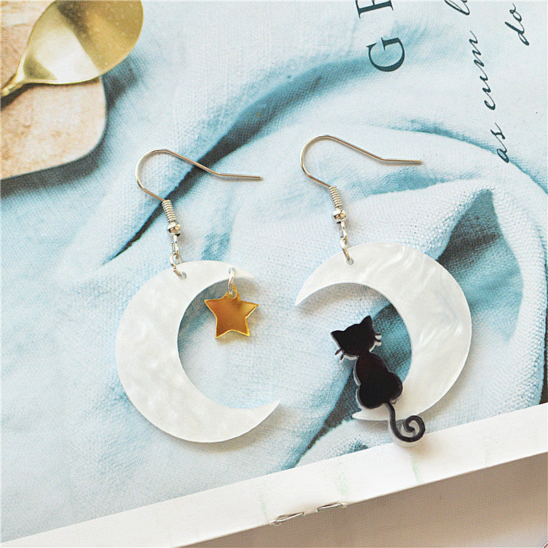 Acrylic asymmetrical cat star human earrings MIC-XieN065