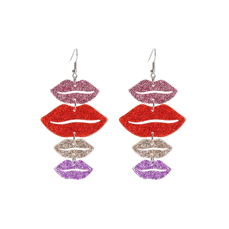 Acrylic pink sequin love letter earrings (Minimo de Compra 2) MIC-QingM019