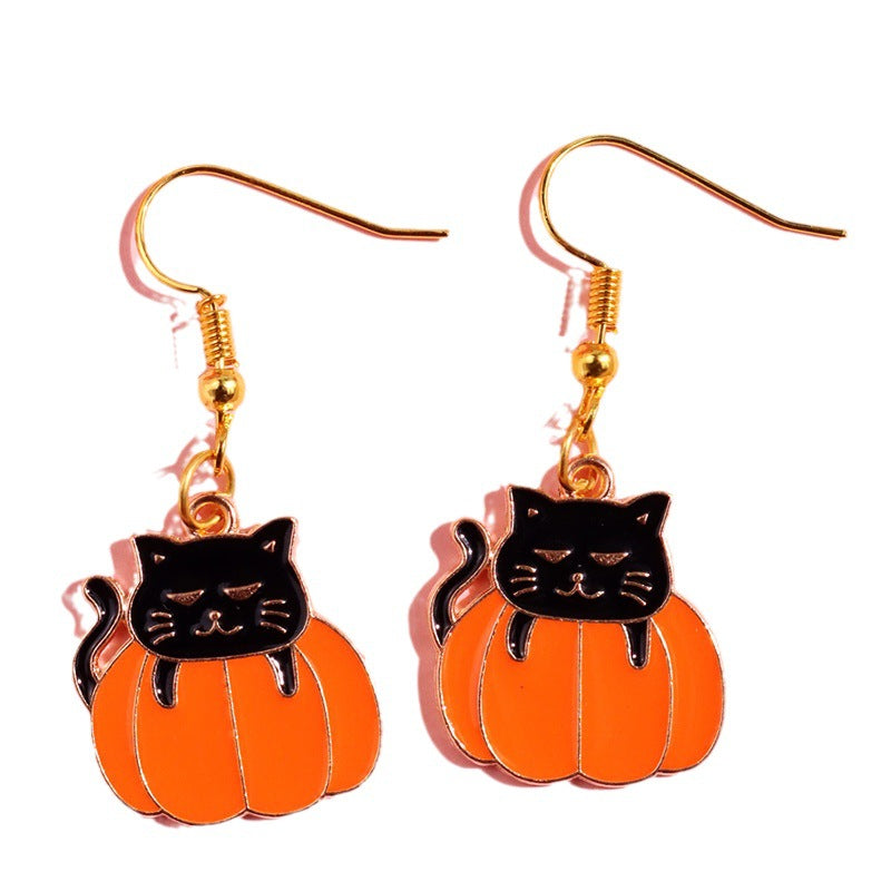 Alloy Little Black Cat Pumpkin Earrings (Minimo de compra 2) MYA-HuanQ002