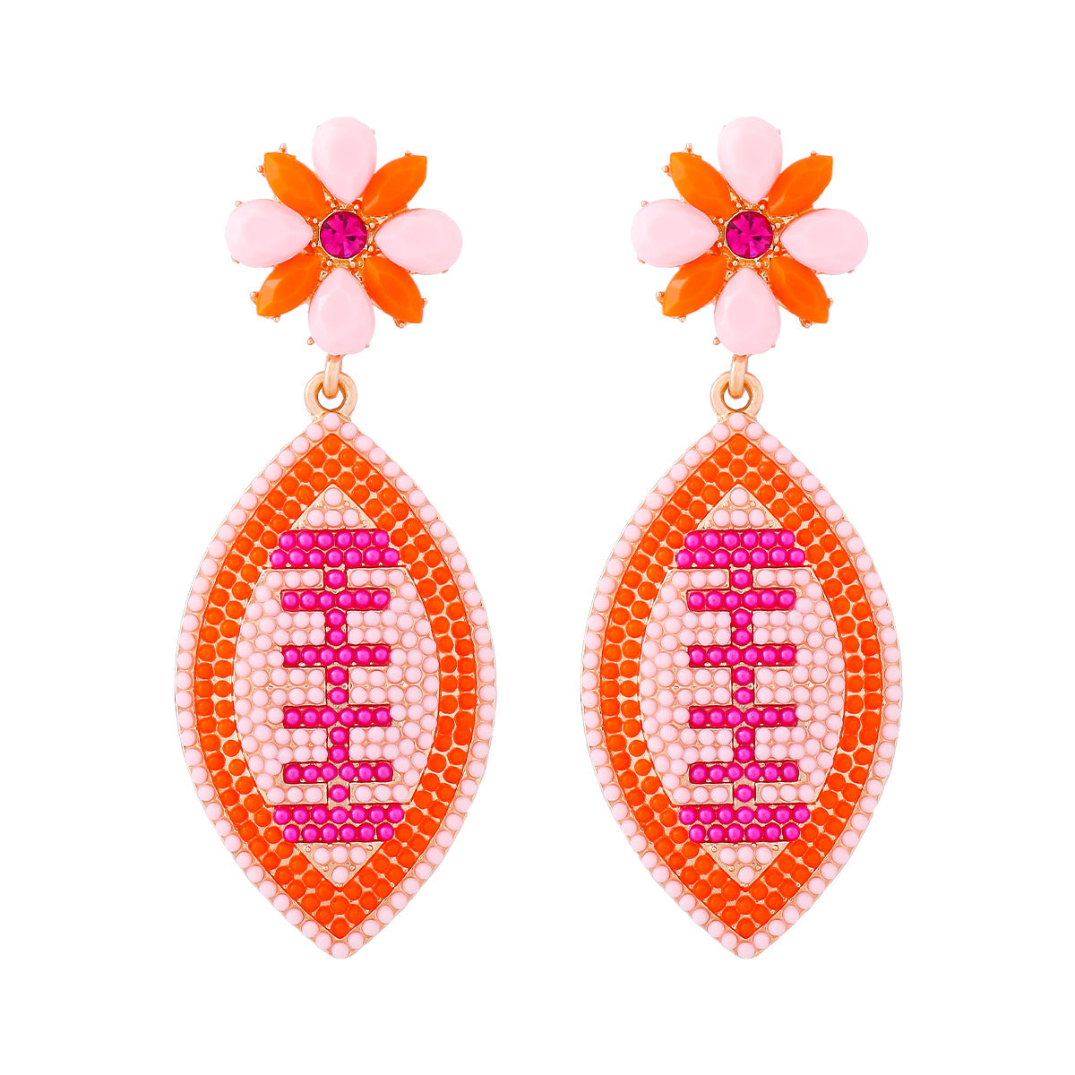 Alloy studded diamond football earrings MYA-JuJ029