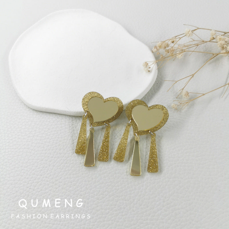 Acrylic Love Gold Sequin Earrings (Minimo de Compra 2) MYA-QingM020