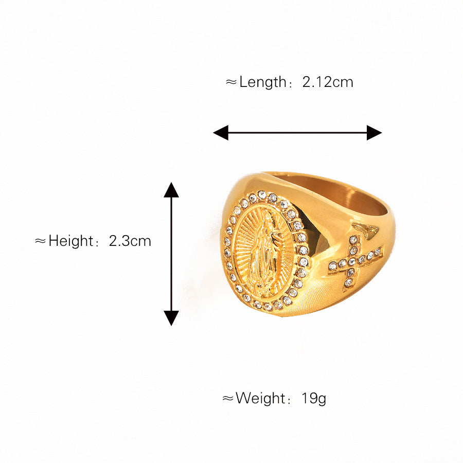 Stainless steel gold-plated HIPHOP ring MYA-YHZX013