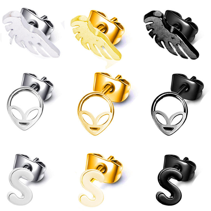 Earrings Stainless Steel Glossy Mask Earrings Punk Trend for Men and Women Lanlu007