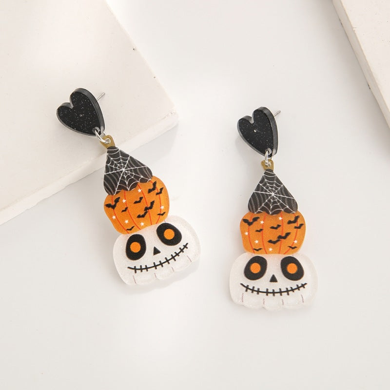 Acrylic funny cartoon pumpkin ghost earrings (Minimo de Compra 3) MIC-YuanQ002