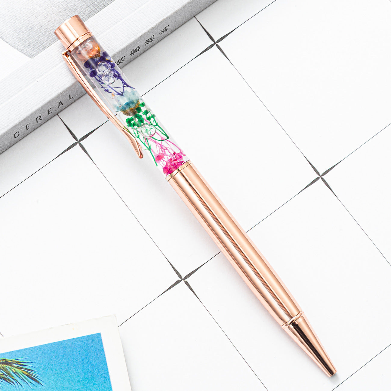 Metal Dried Flower Ballpoint Pen Huah020