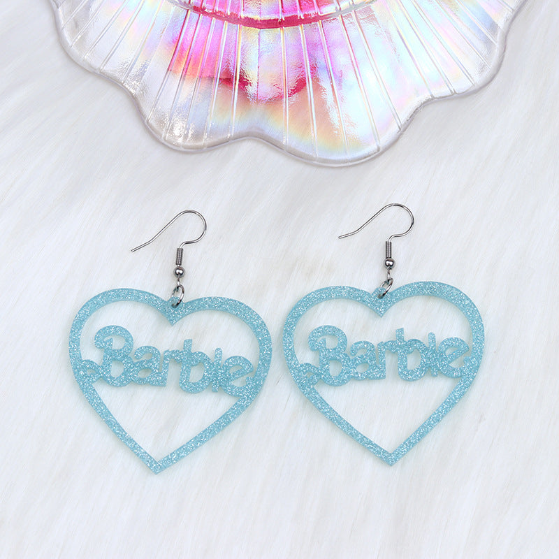 Acrylic Love Hollow Barbie Pink Earrings (Minimo de Compra 2) MYA-DuA051