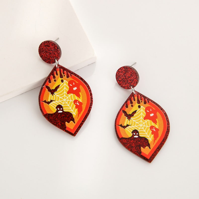 Acrylic Ghost Cat Witch Earrings (Minimo de Compra 3) MYA-YuanQ001