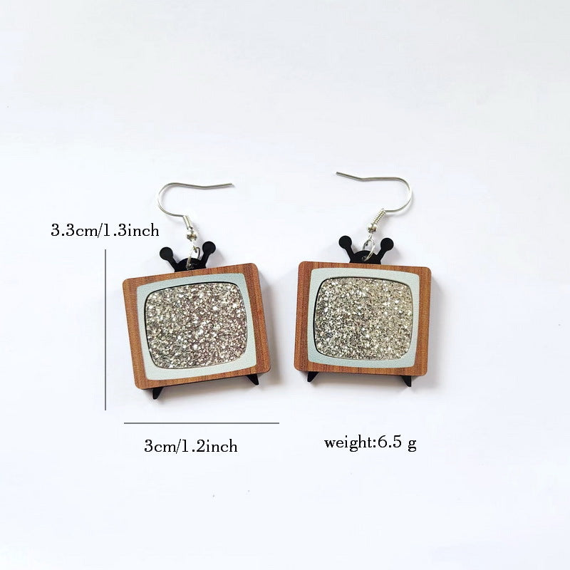 Acrylic retro style retro TV earrings MYA-XueP076