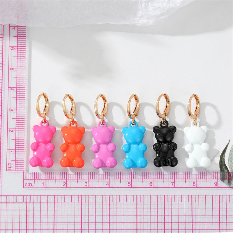 Acrylic candy colored cartoon bear earrings (Minimo de Compra 3) MIC-JueJ006