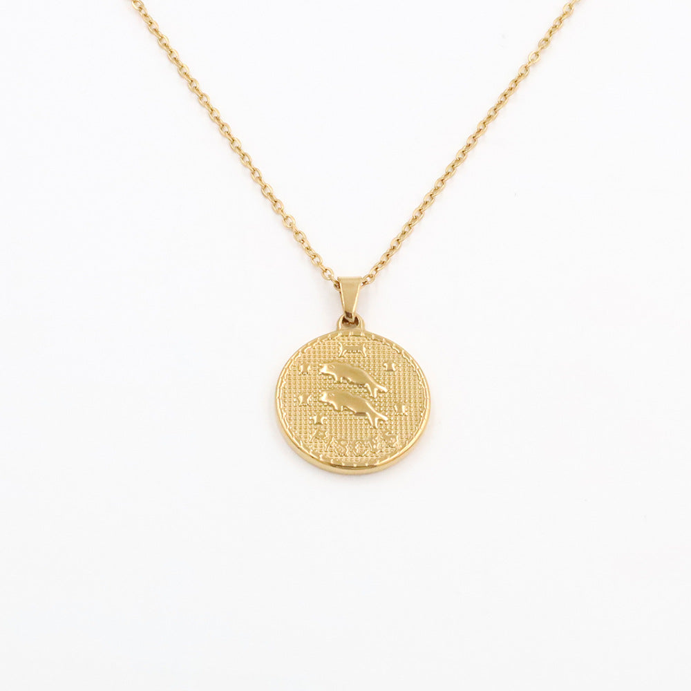 Stainless steel gold-plated twelve zodiac necklace MYA-XuanJ042