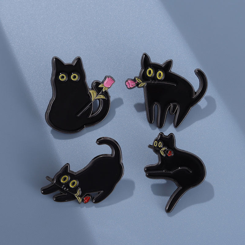 Alloy black cat brooch MIC-QiH002