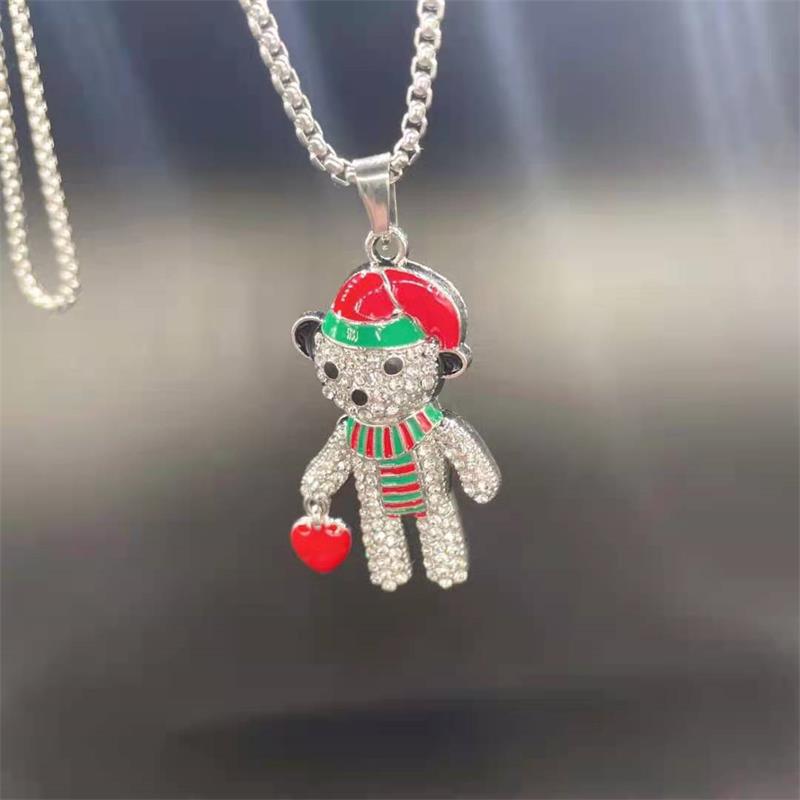 Necklaces Stainless Steel Christmas Red Heart Bear Minimo de compra 2 BaiYing003