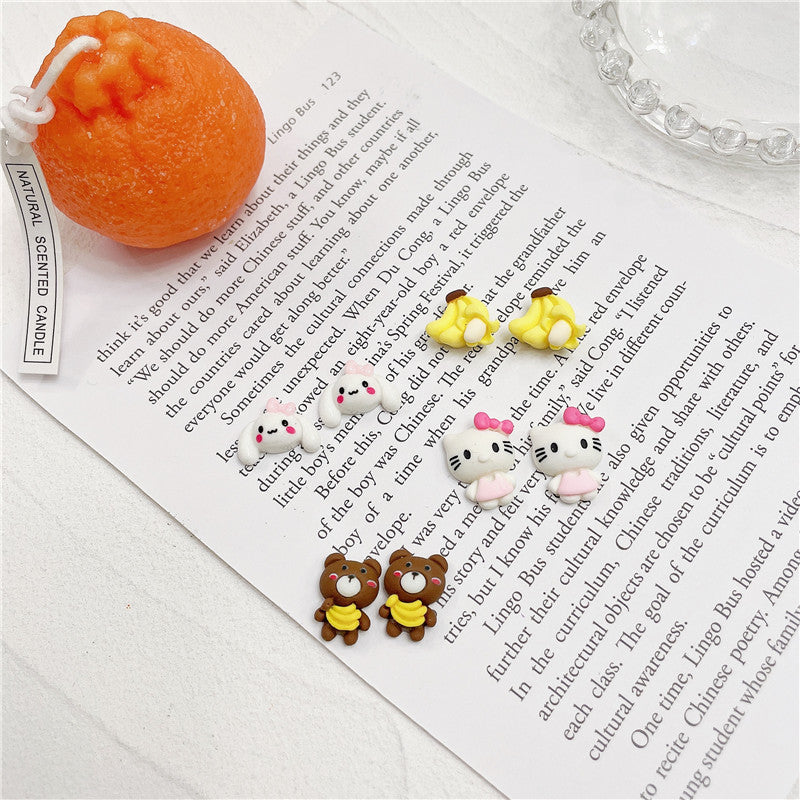 Resin Powder Dudu Big Ear Dog Earrings (Minimo de Compra 2) MYA-WWHM042