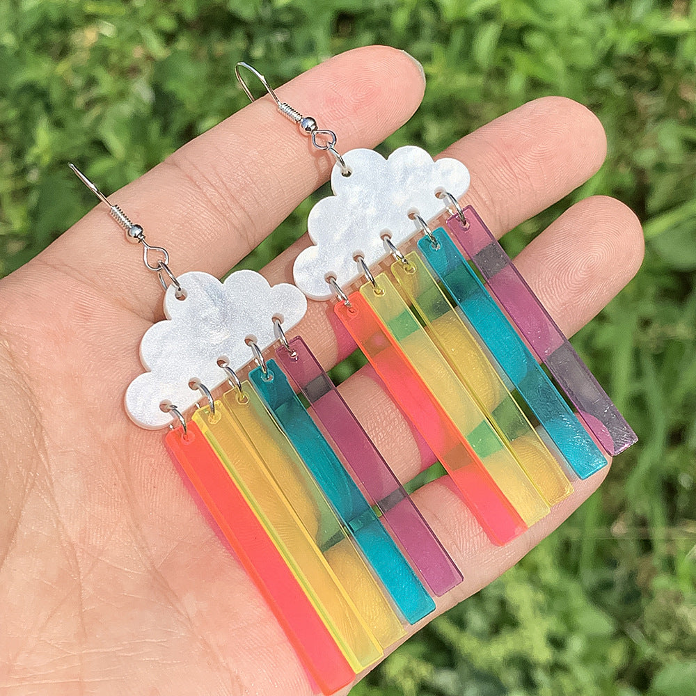 Acrylic Rainbow Colorful Weather Earrings (Minimo de compra 2) MYA-ManT024