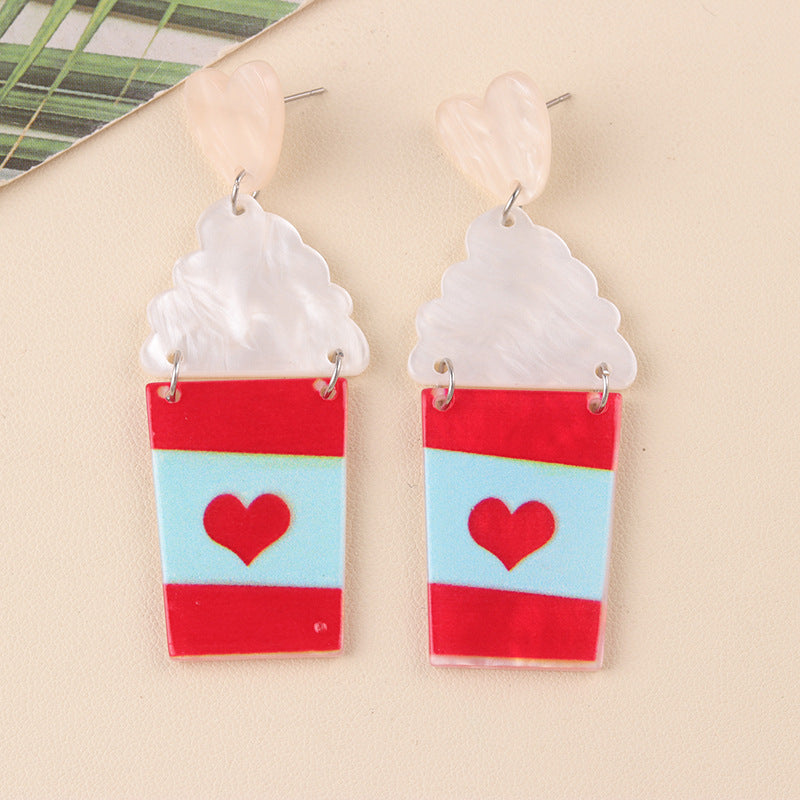 Acrylic Cup Snowman Earrings MIC-DuA095