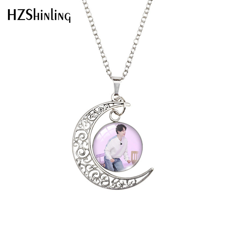 Alloy Moon Time Gem Necklace MYA-XiangL021