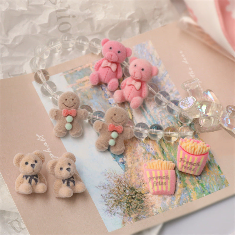 Alloy plush cartoon teddy bear earrings (Minimo de Compra 2) MIC-QingE012