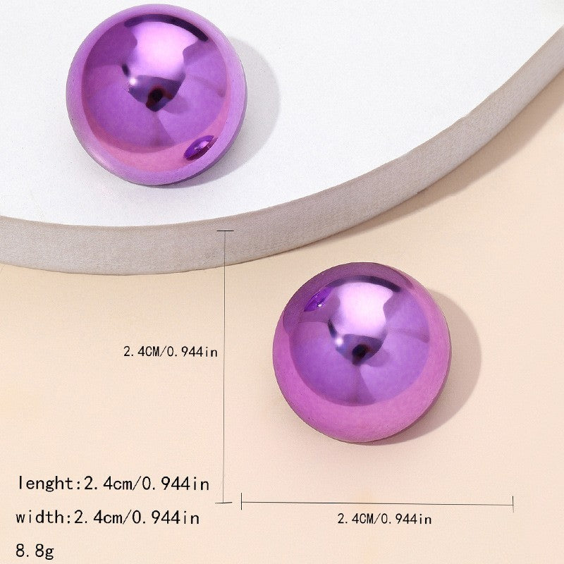 Alloy Candy Color Half Round Earrings (Minimo de Compra 2) MYA-ShangH012