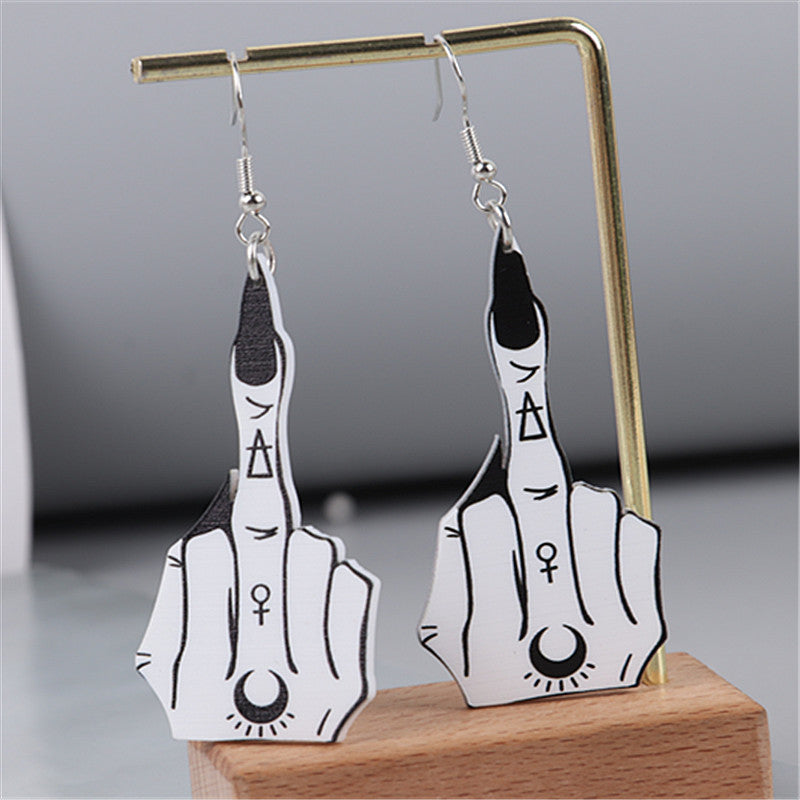 Acrylic Middle Finger Evil Eye Earrings MIC-ChouD037