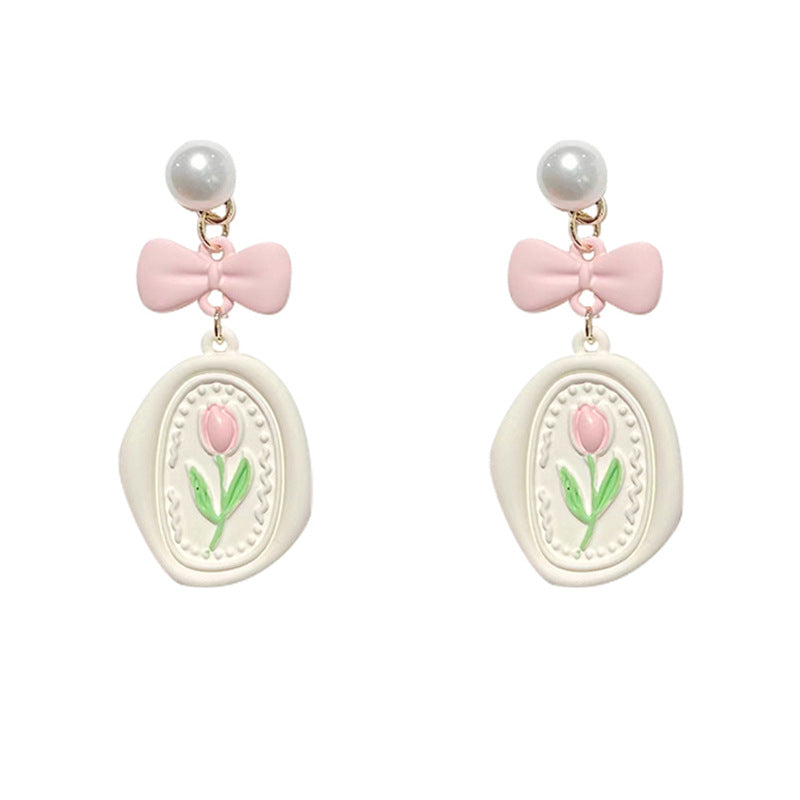 Alloy pink bow earrings (Minimo de Compra 2) MIC-XingS013