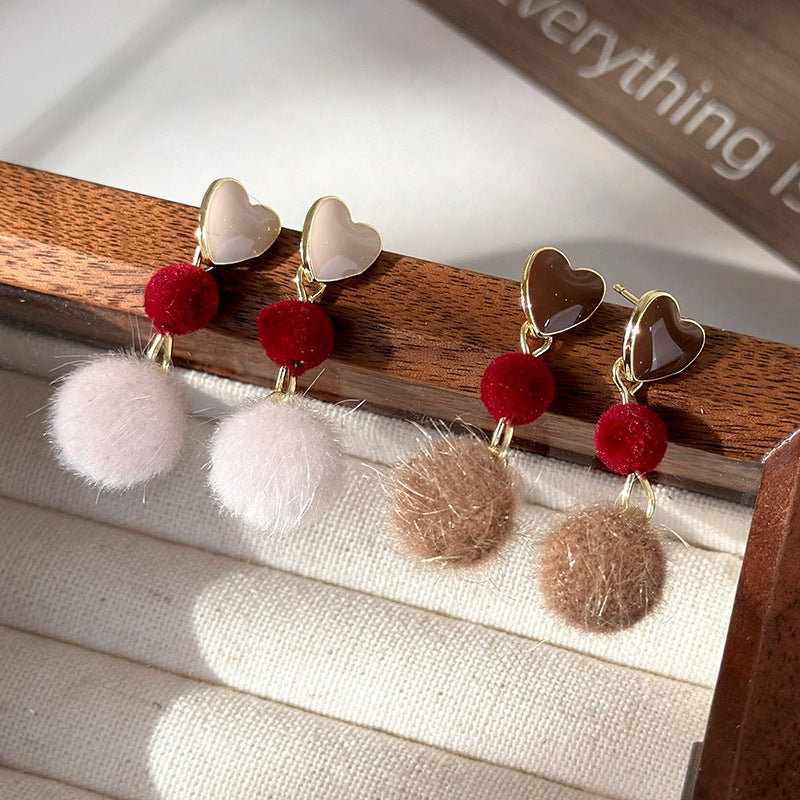 Alloy Love Hair Ball Earrings MIC-MiS016