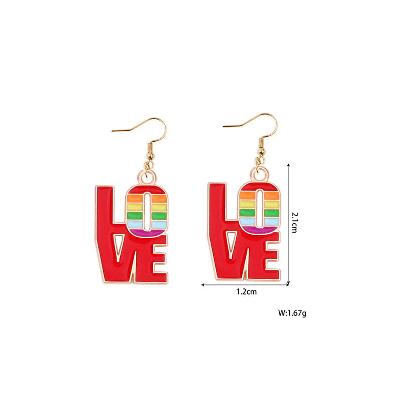 Alloy Rainbow Oil Dropping Earrings MIC-YiY004