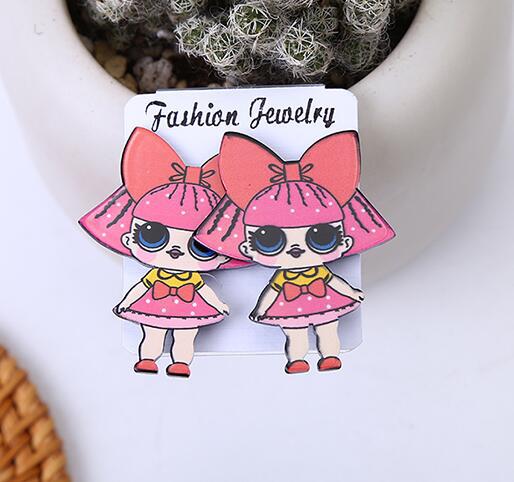 Acrylic Funny Cartoon Girl Earrings MIC-HanS001