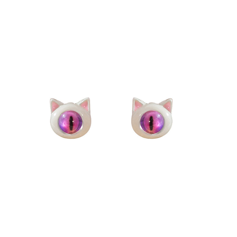 Alloy cartoon oil dripping cat's eye stone earrings MIC-MDD161