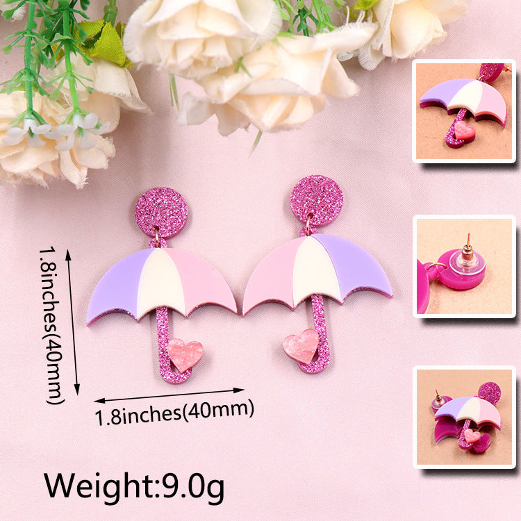 Alloy acrylic umbrella earrings (Minimo de compra 5) MIC-XiaoY081