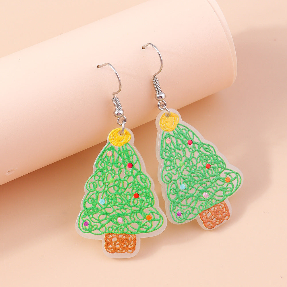 Acrylic Christmas Tree Earrings (Minimo de Compra 2) MYA-YueS002