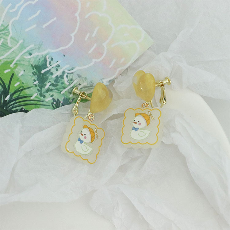 Acrylic Yellow Sparkling Love Earrings MIC-QingJ028