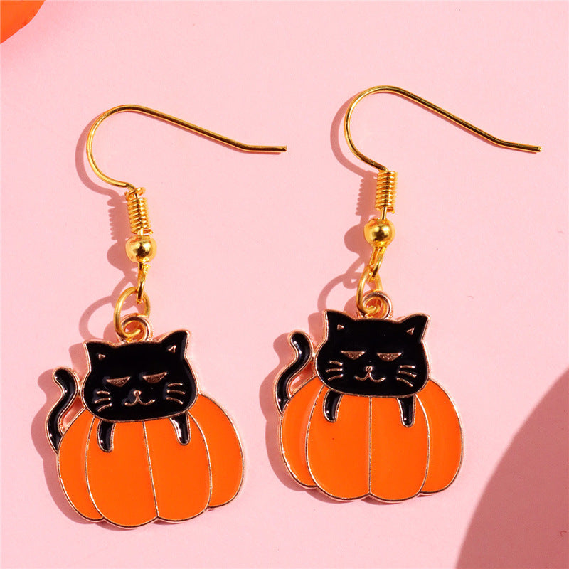 Alloy Little Black Cat Pumpkin Earrings (Minimo de compra 2) MYA-HuanQ002