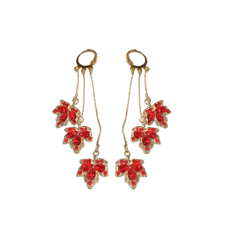 Alloy maple leaf chain tassel earrings (Minimo de Compra 2) MIC-BY015