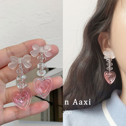 Alloy Pink Peach Heart Earrings MIC-XiM029