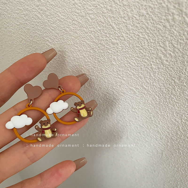 Resin Cloud Love Little Bear Earrings (Minimo de compra 2) MIC-TQL011