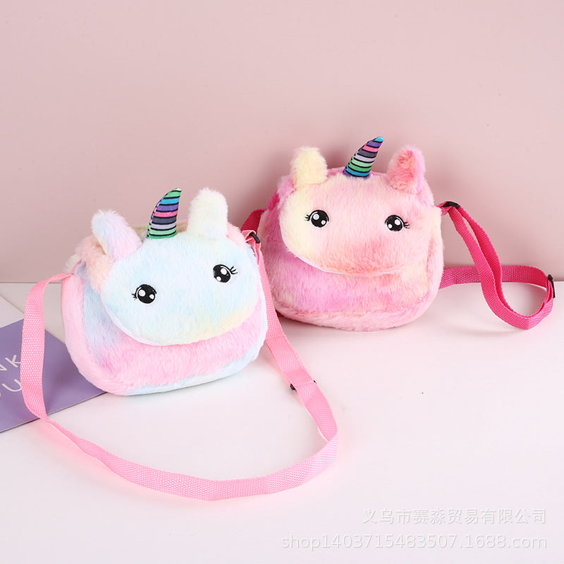 Plush cartoon unicorn messenger shoulder bag(Minimo de compra 5) MIC-SaiM003