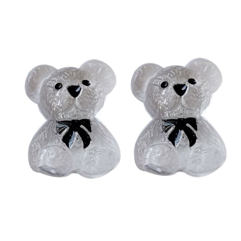 Alloy Cute Transparent Bear Earrings MIC-APY028