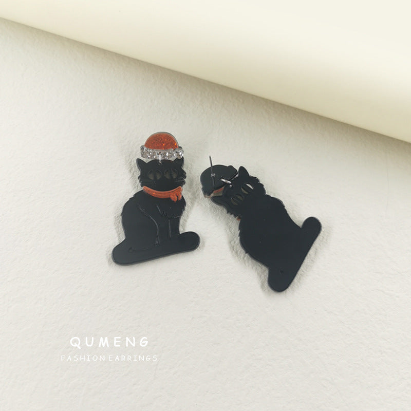 Acrylic black cat earrings (Minimo de Compra 2) MYA-QingM024