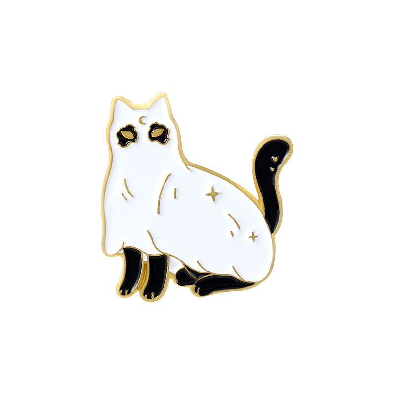 Alloy black and white cat brooch MIC-ZhuoB015