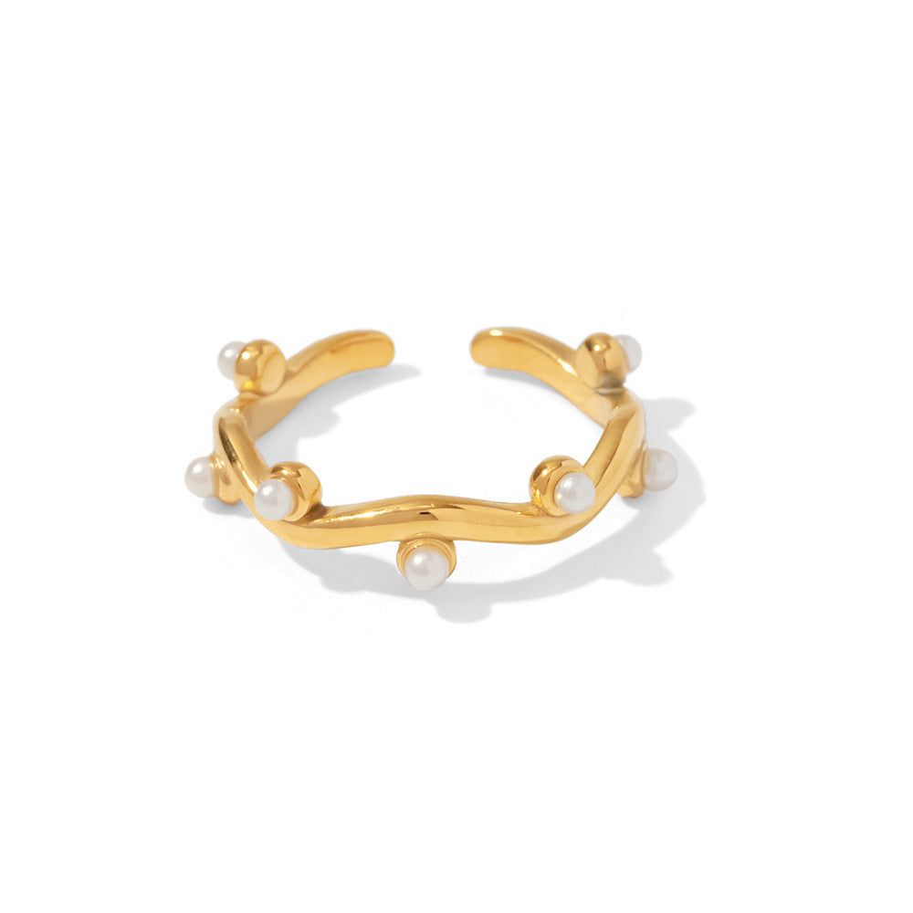 Gold Plated Pearl Stainless Steel Rings