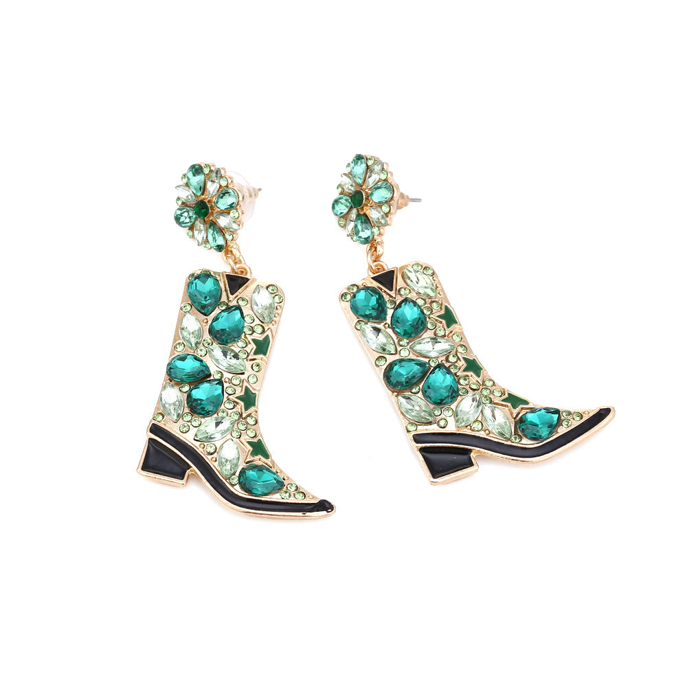 Alloy diamond studded boots and earrings MIC-ManY009